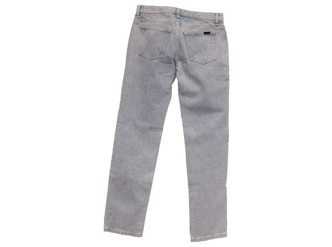Jeans Cropped Saint Laurent en Denim Azul Claro - vista 2
