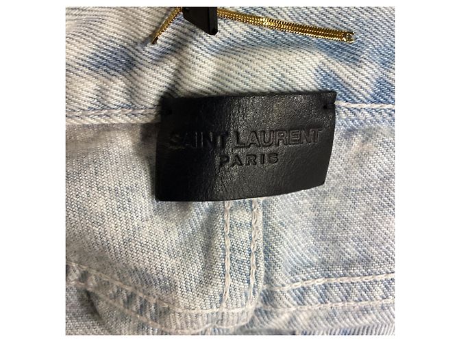 Jeans Cropped Saint Laurent en Denim Azul Claro - vista 3