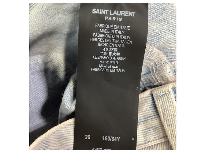 Jeans Cropped Saint Laurent en Denim Azul Claro - vista 5