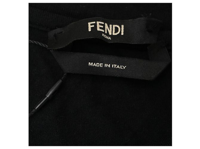 T-shirt en coton noir avec logo Fendi - vue 8