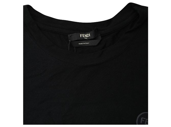 T-shirt en coton noir avec logo Fendi - vue 9