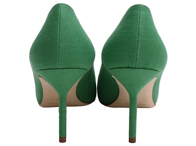 Décolleté Manolo Blahnik BB 70 in lino verde - vista 3