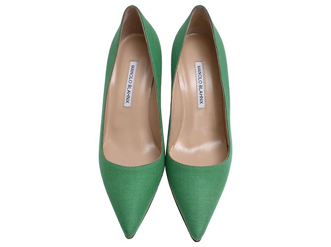 Décolleté Manolo Blahnik BB 70 in lino verde - vista 5