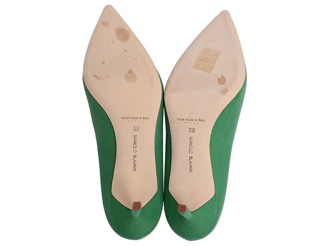 Décolleté Manolo Blahnik BB 70 in lino verde - vista 6