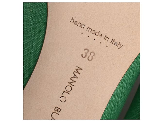 Décolleté Manolo Blahnik BB 70 in lino verde - vista 7