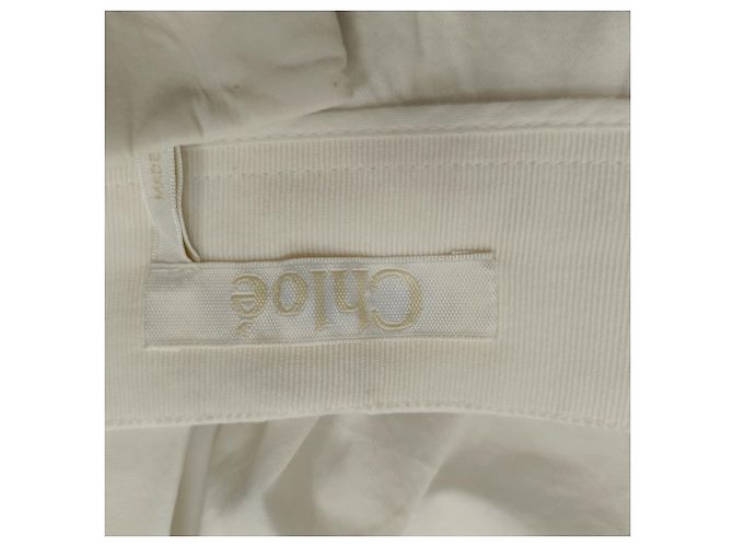 Short de cintura alta plisado Chloé en algodón blanco Crudo - vista 3