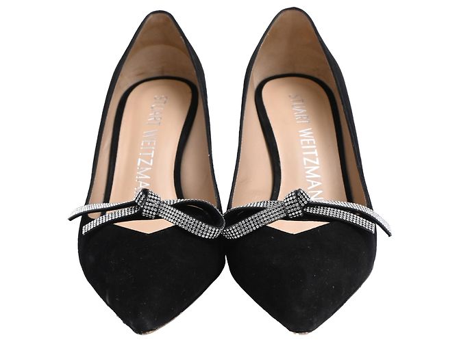 Décolleté Stuart Weitzman SW Bow 85mm in scamosciato nero - vista 2