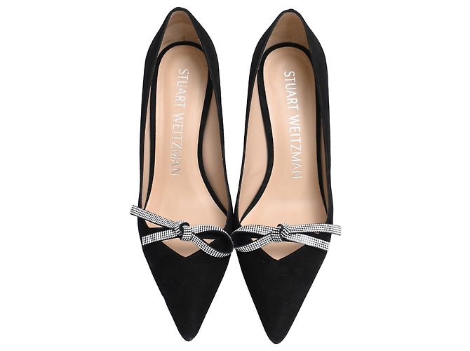Décolleté Stuart Weitzman SW Bow 85mm in scamosciato nero - vista 5