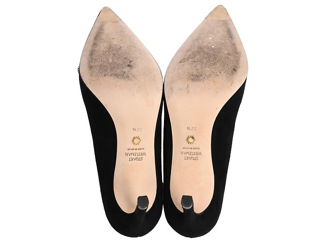 Décolleté Stuart Weitzman SW Bow 85mm in scamosciato nero - vista 6
