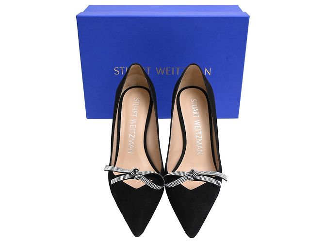 Décolleté Stuart Weitzman SW Bow 85mm in scamosciato nero - vista 8