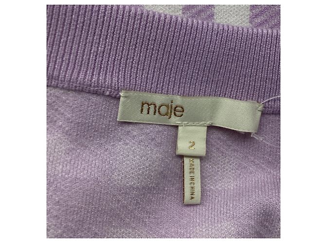 Maje Mystyle Karo-Cardigan aus violetter Viskose - Ansicht 5