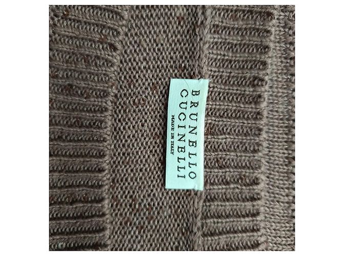Brunello Cucinelli Rundhals-Pullover aus braunem Leinen Rot - Ansicht 4