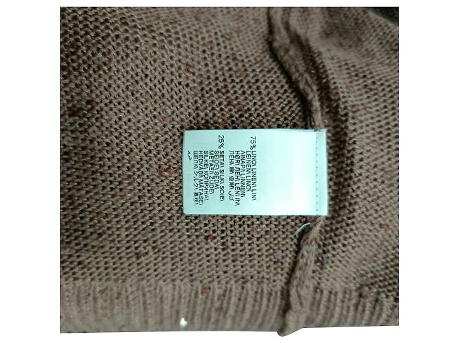 Brunello Cucinelli Rundhals-Pullover aus braunem Leinen Rot - Ansicht 5