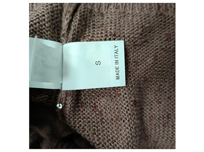 Brunello Cucinelli Rundhals-Pullover aus braunem Leinen Rot - Ansicht 7