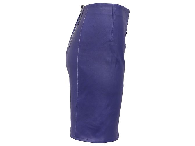 Saia lápis Marc by Marc Jacobs com acabamento em ondas em couro roxo - vista 2