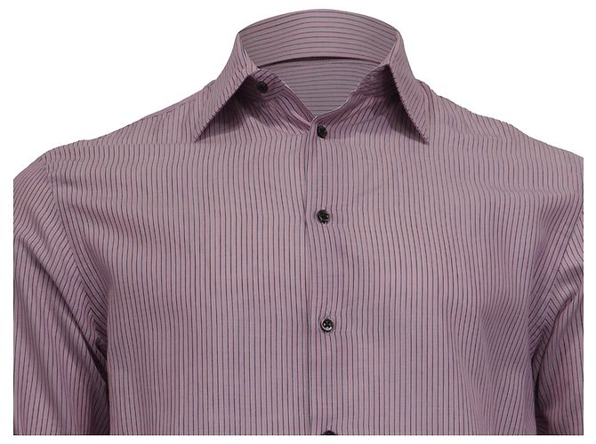 Camicia con bottoni a righe Armani Collezioni in cotone viola Porpora - vista 2