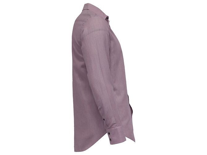 Camicia con bottoni a righe Armani Collezioni in cotone viola Porpora - vista 3