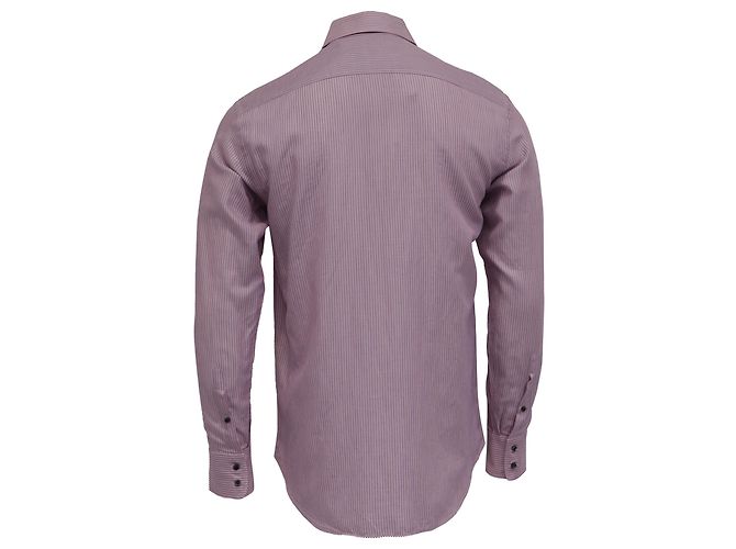 Camicia con bottoni a righe Armani Collezioni in cotone viola Porpora - vista 4