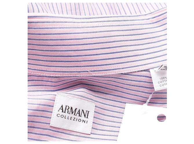 Camicia con bottoni a righe Armani Collezioni in cotone viola Porpora - vista 6