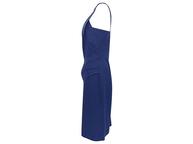Abito midi monospalla Roland Mouret in lana blu navy - vista 2