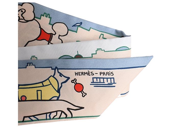 Sciarpa in twill di seta Hermès Les Chiens Parisiens multicolore - vista 5