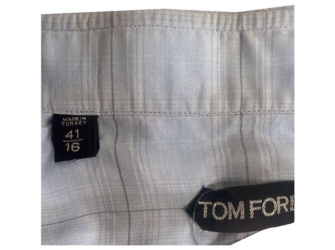 Tom Ford Karohemd aus hellblauer Baumwolle - Ansicht 5