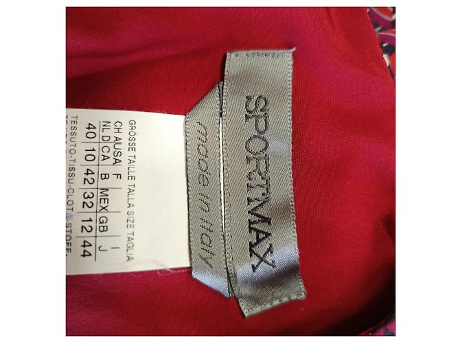 Vestido largo Sportmax con cuello en V estampado en algodón rojo Roja Burdeos - vista 4