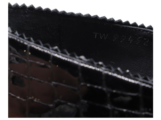 Stuart Weitzman Croc Embossed Nuggets Slip On Sneaker aus schwarzem Leder - Ansicht 9
