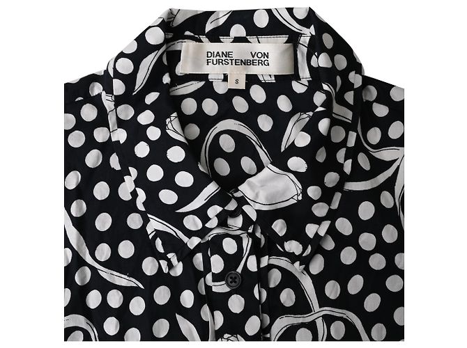 Vestido camisero estampado Diane von Furstenberg en algodón negro - vista 7