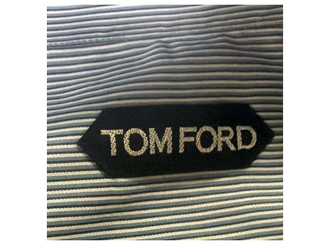 Camicia Tom Ford a righe con bottoni in cotone azzurro chiaro Blu Blu chiaro - vista 5