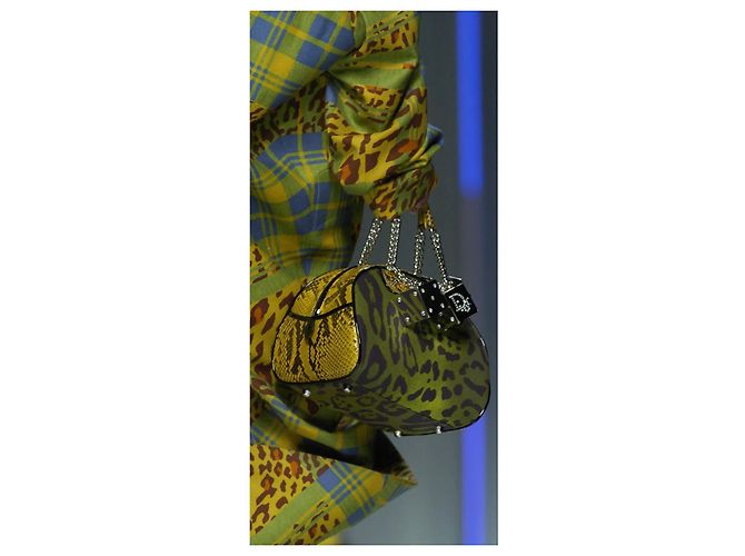 Rara borsa bowling Christian Dior Dice Gambler in scamosciato e pitone bordeaux Medium 2004 F/W Marrone Bordò Silver hardware - vista 6