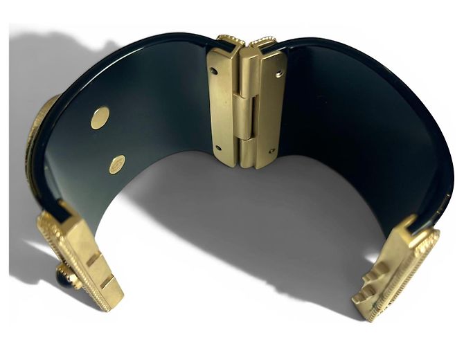 Bracciale statement Chanel 16A Paris Seoul Black Pearl Gold Largo Raro Nero D'oro - vista 10