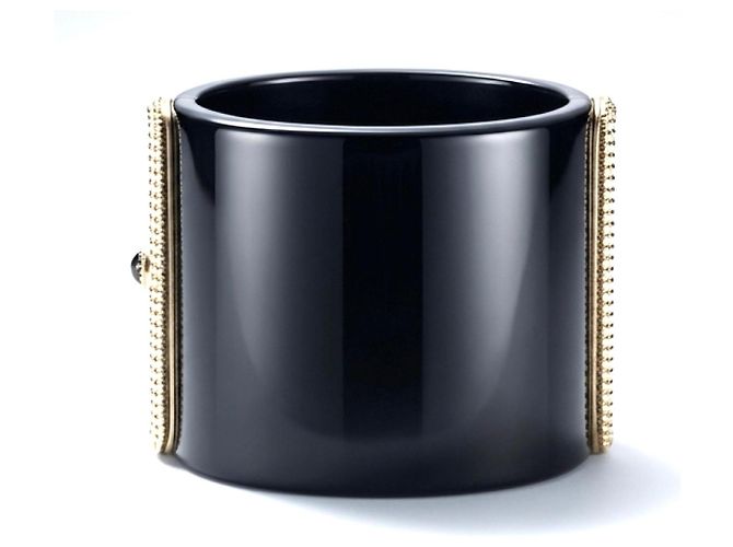 Bracciale statement Chanel 16A Paris Seoul Black Pearl Gold Largo Raro Nero D'oro - vista 8