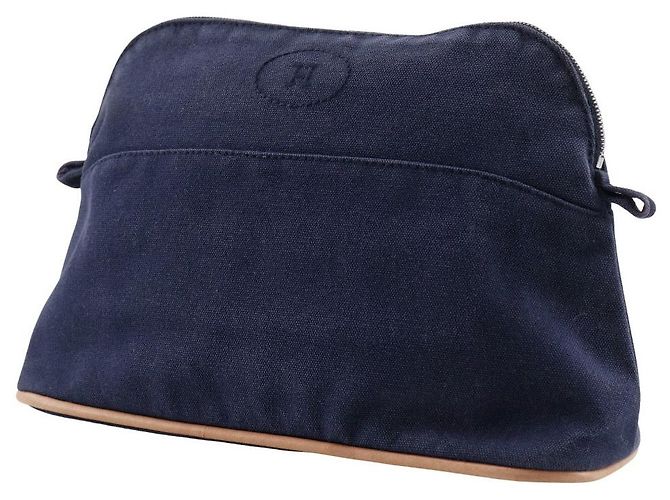 Hermès Pochette Hermes Bolide in tela di cotone Blu Blu navy - vista 2