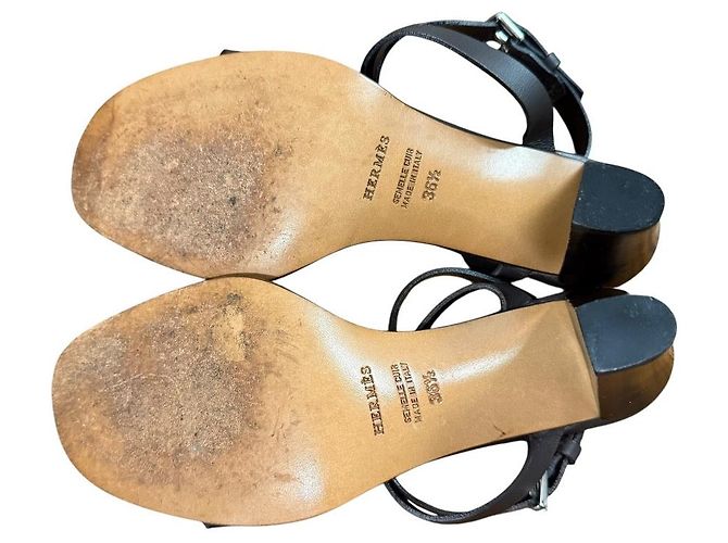 Hermès Sandali in pelle Hermes Marrone - vista 7