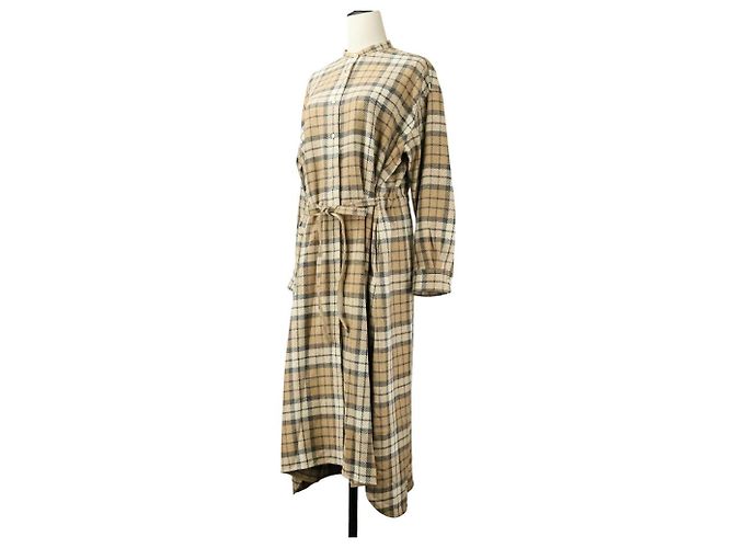 Autre Marque Vestido camisero de alpaca con estampado tartan Drawer - vista 2