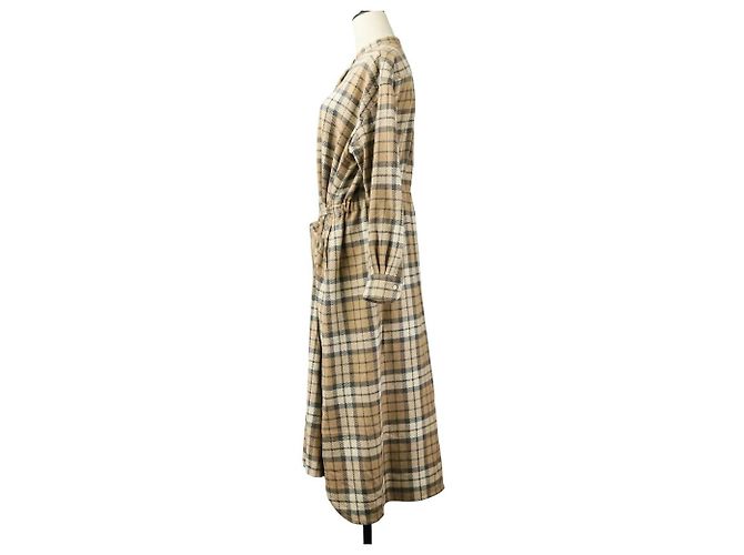 Autre Marque Vestido camisero de alpaca con estampado tartan Drawer - vista 3