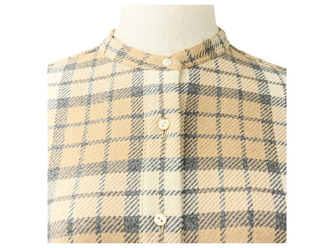 Autre Marque Vestido camisero de alpaca con estampado tartan Drawer - vista 6