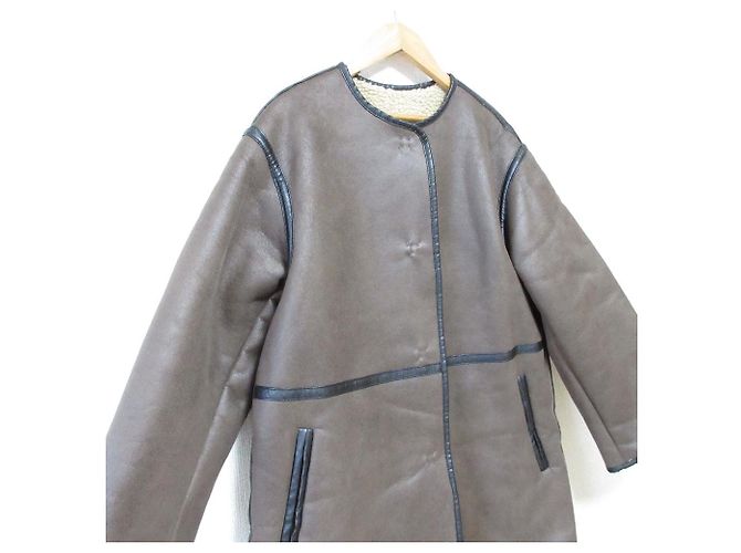 Autre Marque ENVÍO de cualquier abrigo largo de faux mouton Castaño - vista 3
