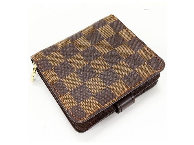 Cartera Louis Vuitton Compact Zip Damier Castaño - vista 2