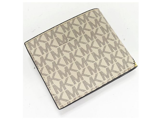 Michael Kors Cooper Billfold With Coin Pocket PVC Canvas Leather Wallet Beige Yellow - view 2
