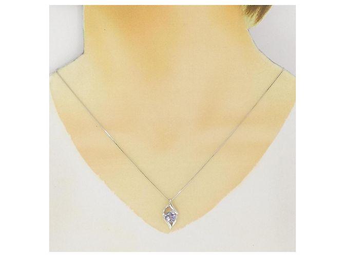 Autre Marque Collana in zaffiro sintetico e diamanti Au750 Argento - vista 6