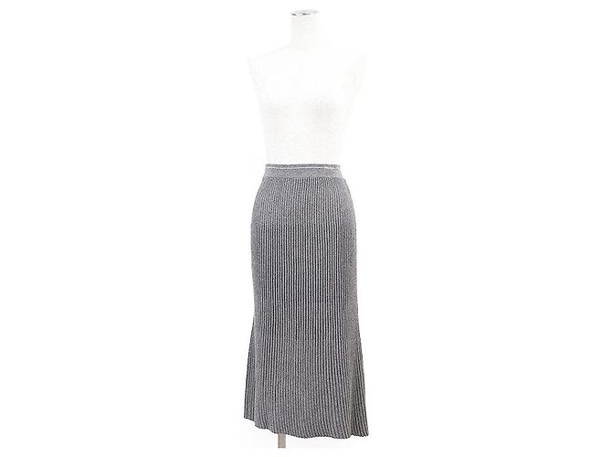 Gonna a campana in maglia a coste metallizzata Prada Marrone - vista 2