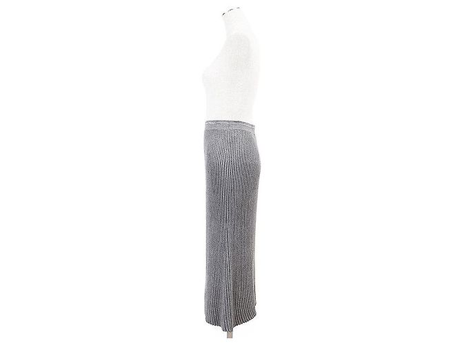 Gonna a campana in maglia a coste metallizzata Prada Marrone - vista 7