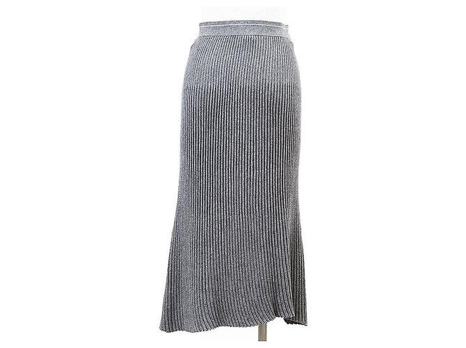 Gonna a campana in maglia a coste metallizzata Prada Marrone - vista 8