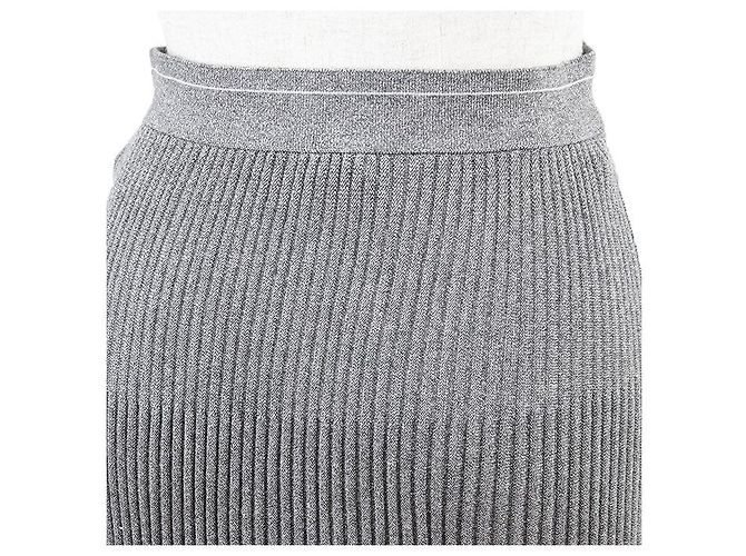 Gonna a campana in maglia a coste metallizzata Prada Marrone - vista 9