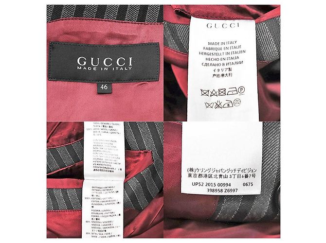 Abrigo de lana Gucci Castaño Negro Gris antracita Morado oscuro - vista 10