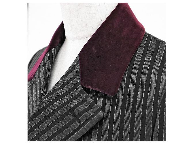 Abrigo de lana Gucci Castaño Negro Gris antracita Morado oscuro - vista 11