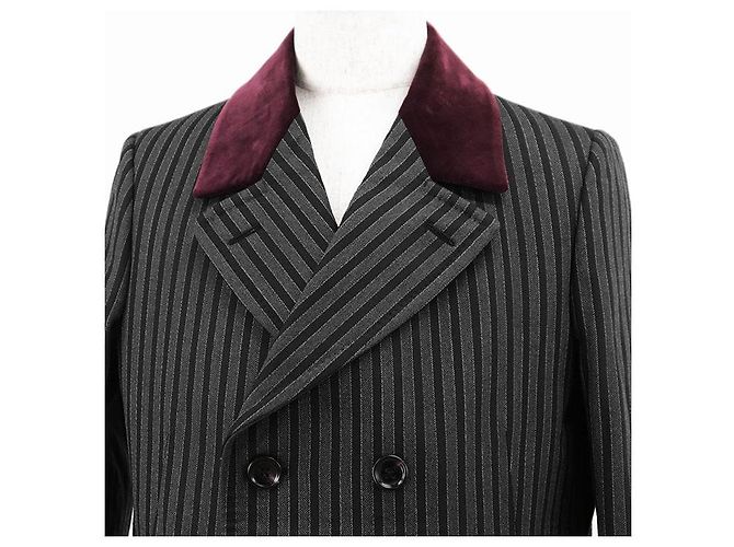 Abrigo de lana Gucci Castaño Negro Gris antracita Morado oscuro - vista 2