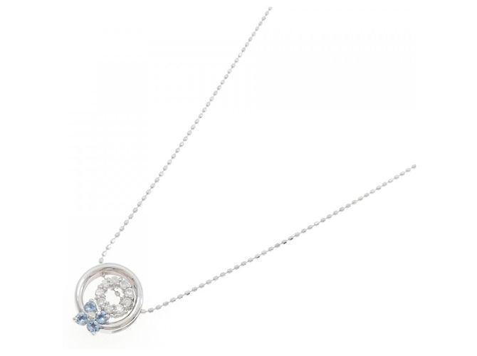 Autre Marque Collana Fiore in Acquamarina 2way in Oro Bianco K10 Argento - vista 2